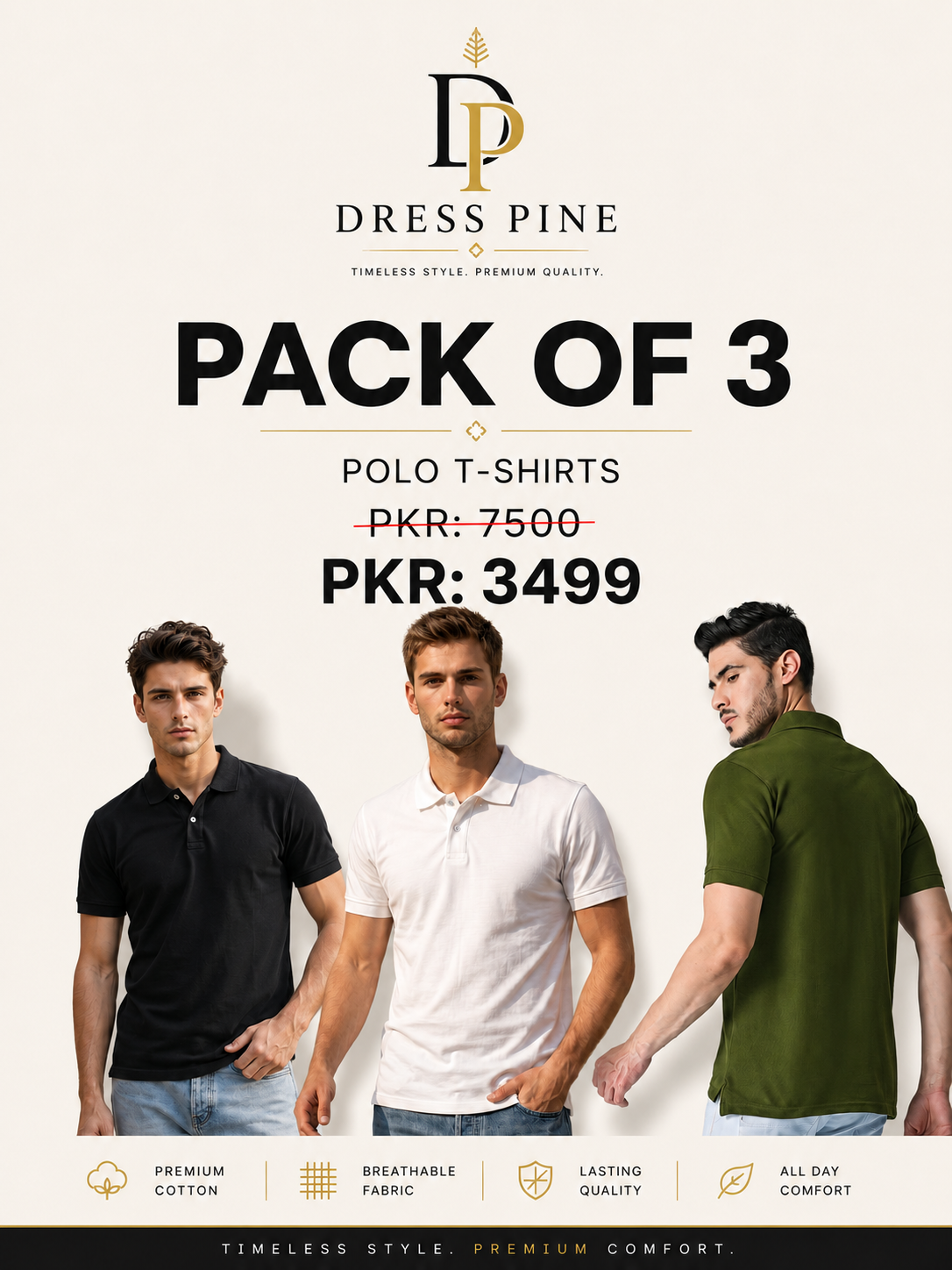 (PACK OF 3) POLO T-SHIRTS