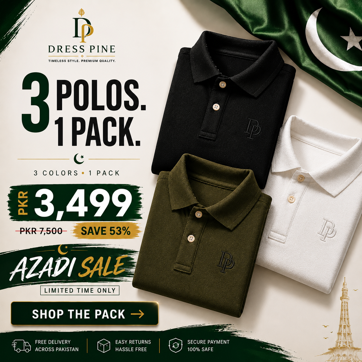 (PACK OF 3) POLO T-SHIRTS