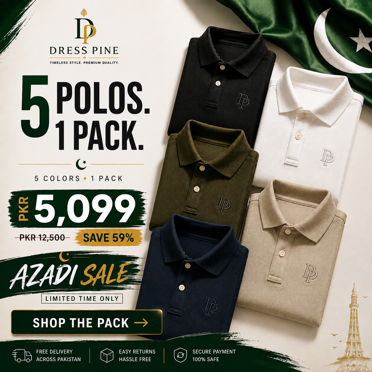 (PACK OF 5) POLO T-SHIRTS