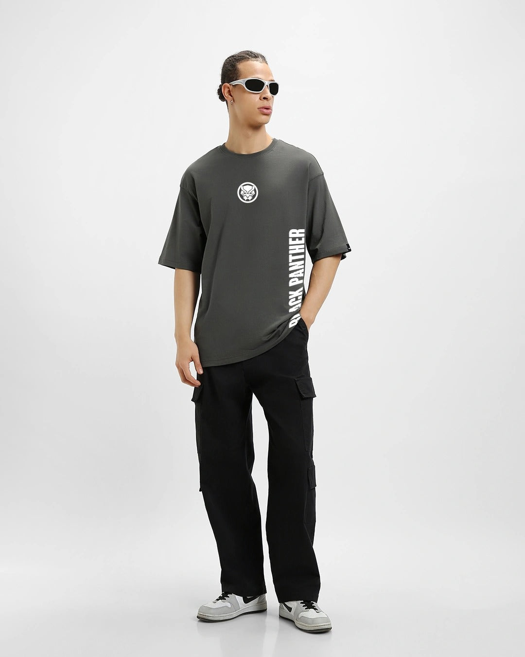 GRAY WAKANDA FOREVER OVERSIZED GRAPHIC TEEZ