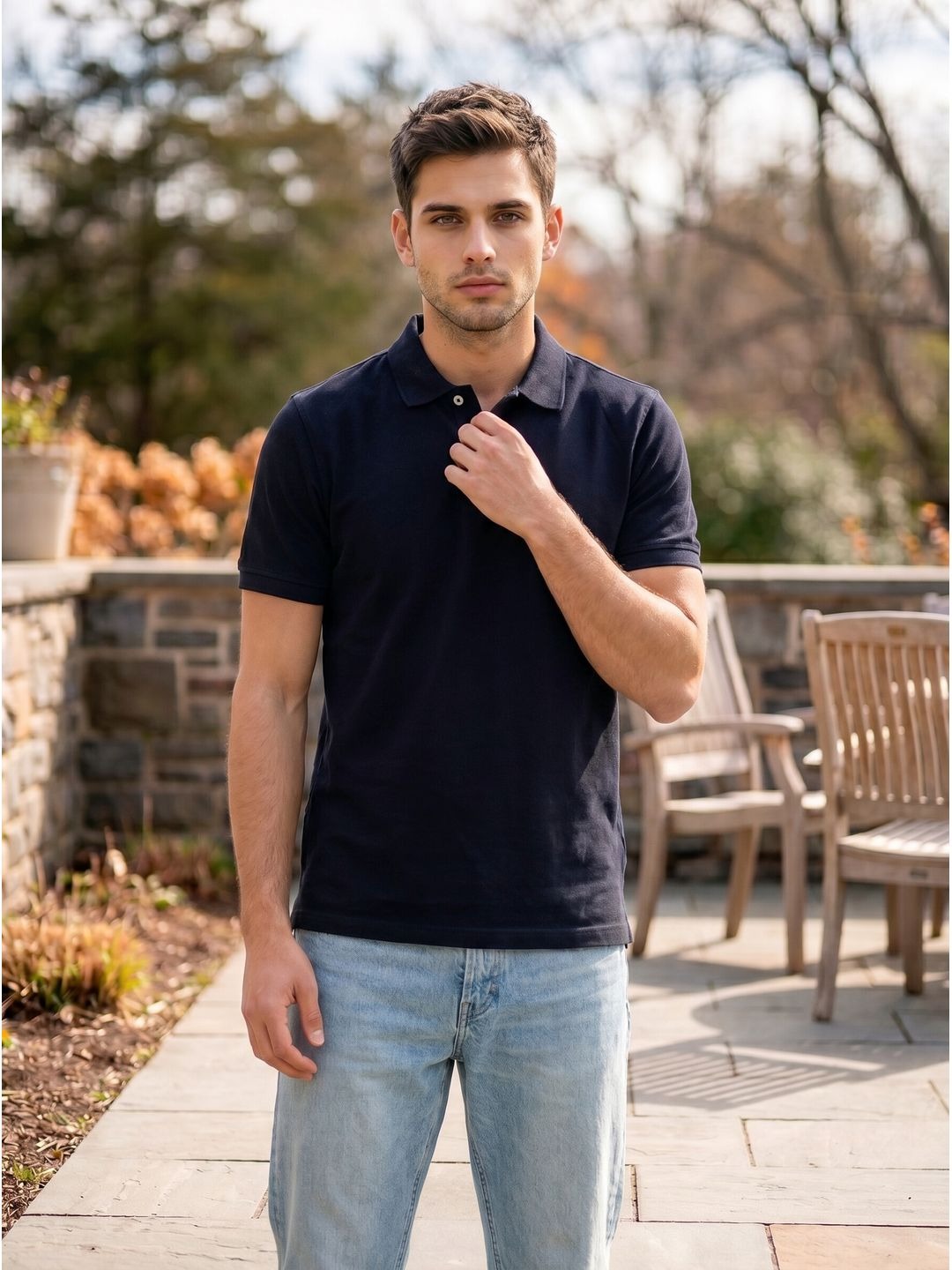STEEL BLACK POLO T-SHIRT (BASIC)