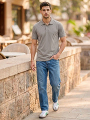 STONE GRAY POLO T-SHIRT (BASIC)