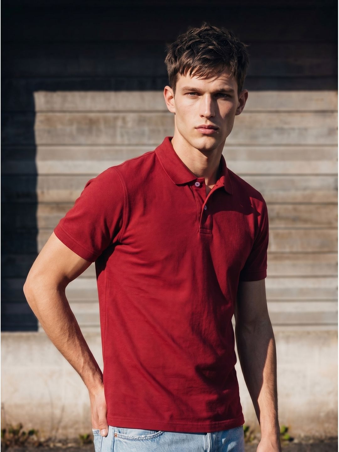 RED WINE POLO T-SHIRT (BASIC)