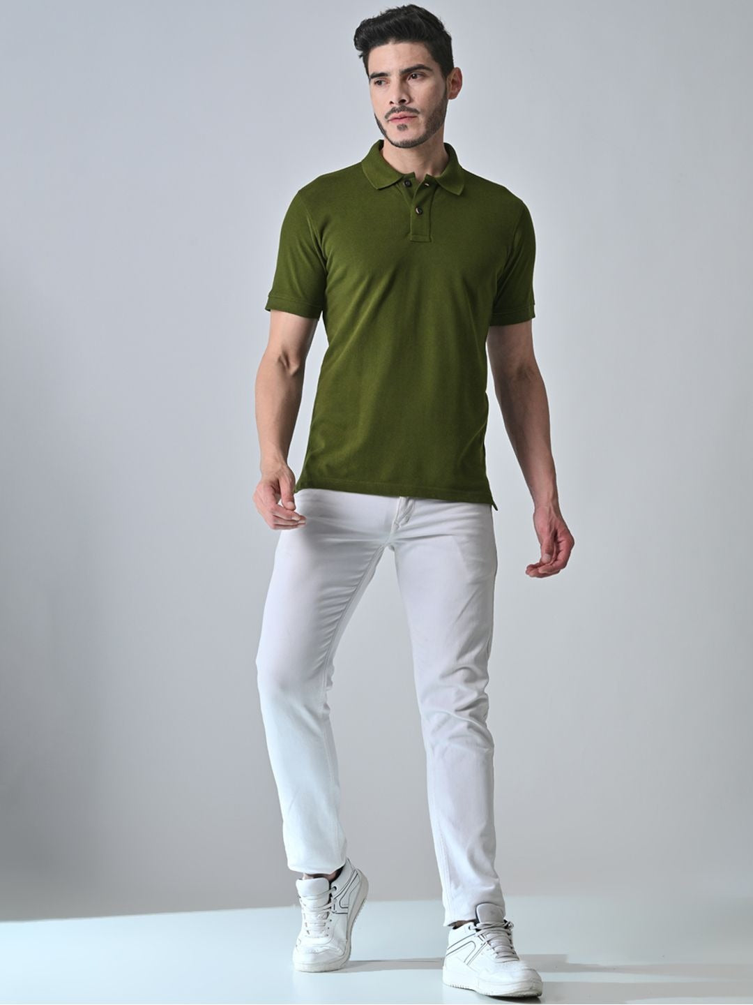 OLIVE GREEN POLO T-SHIRT (BASIC)