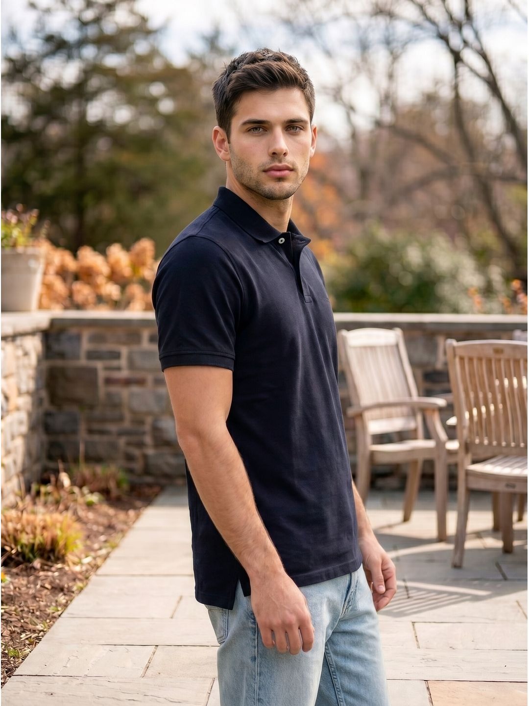 STEEL BLACK POLO T-SHIRT (BASIC)