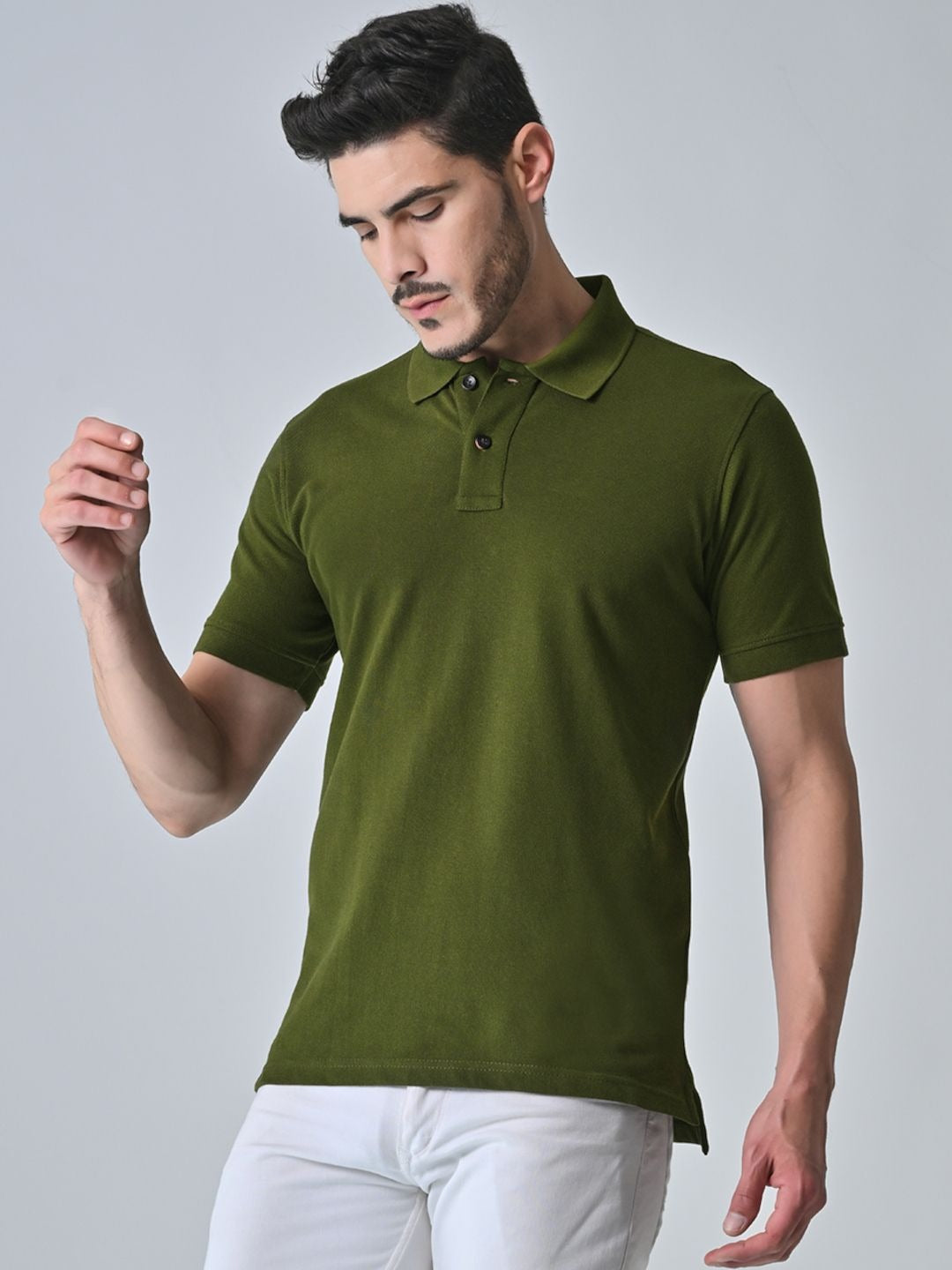 OLIVE GREEN POLO T-SHIRT (BASIC)