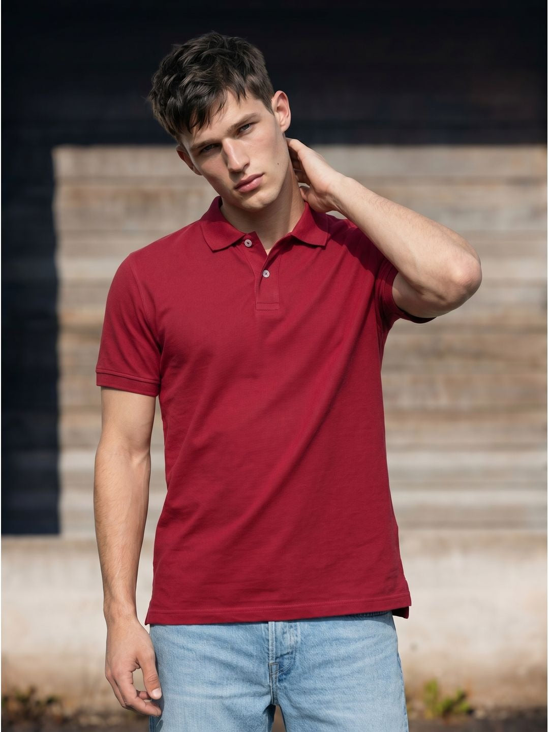 RED WINE POLO T-SHIRT (BASIC)
