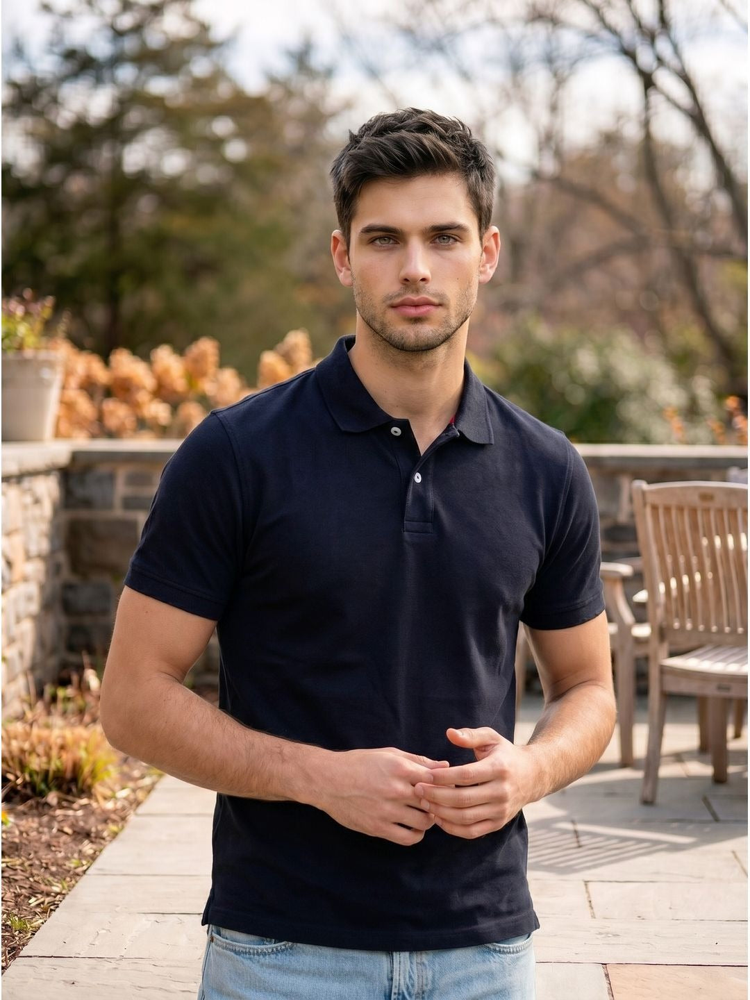 STEEL BLACK POLO T-SHIRT (BASIC)
