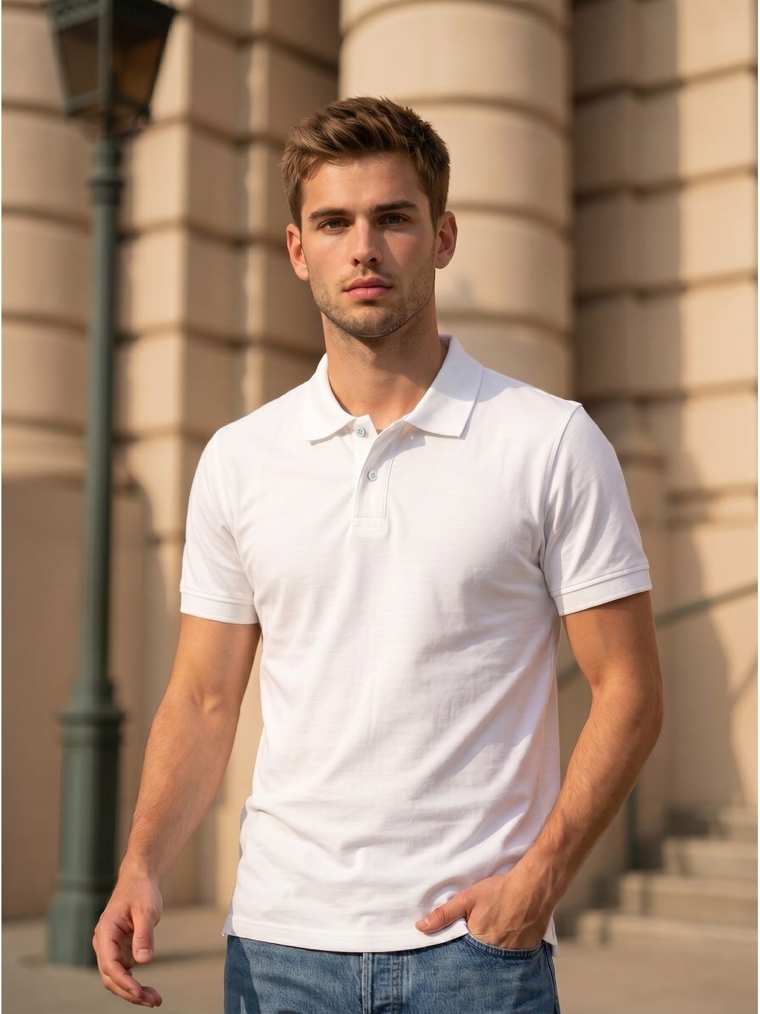 WHITE POLO T-SHIRT (BASIC)