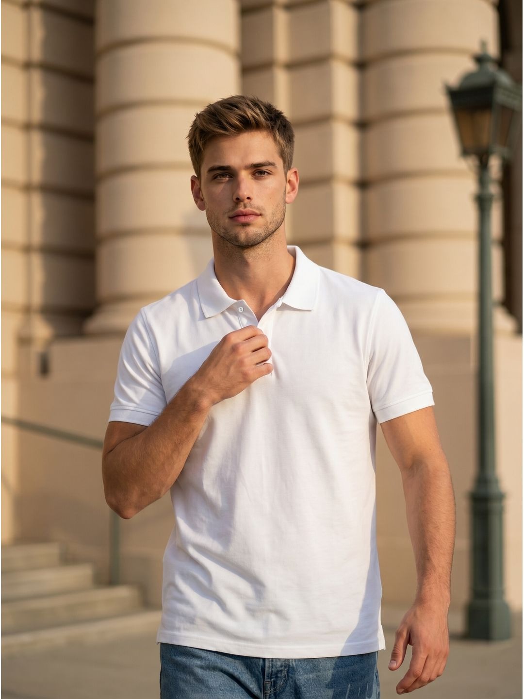 WHITE POLO T-SHIRT (BASIC)