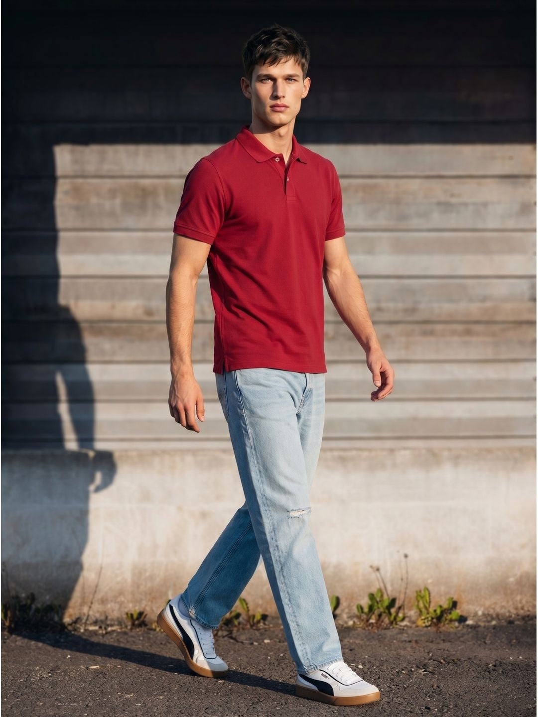 RED WINE POLO T-SHIRT (BASIC)