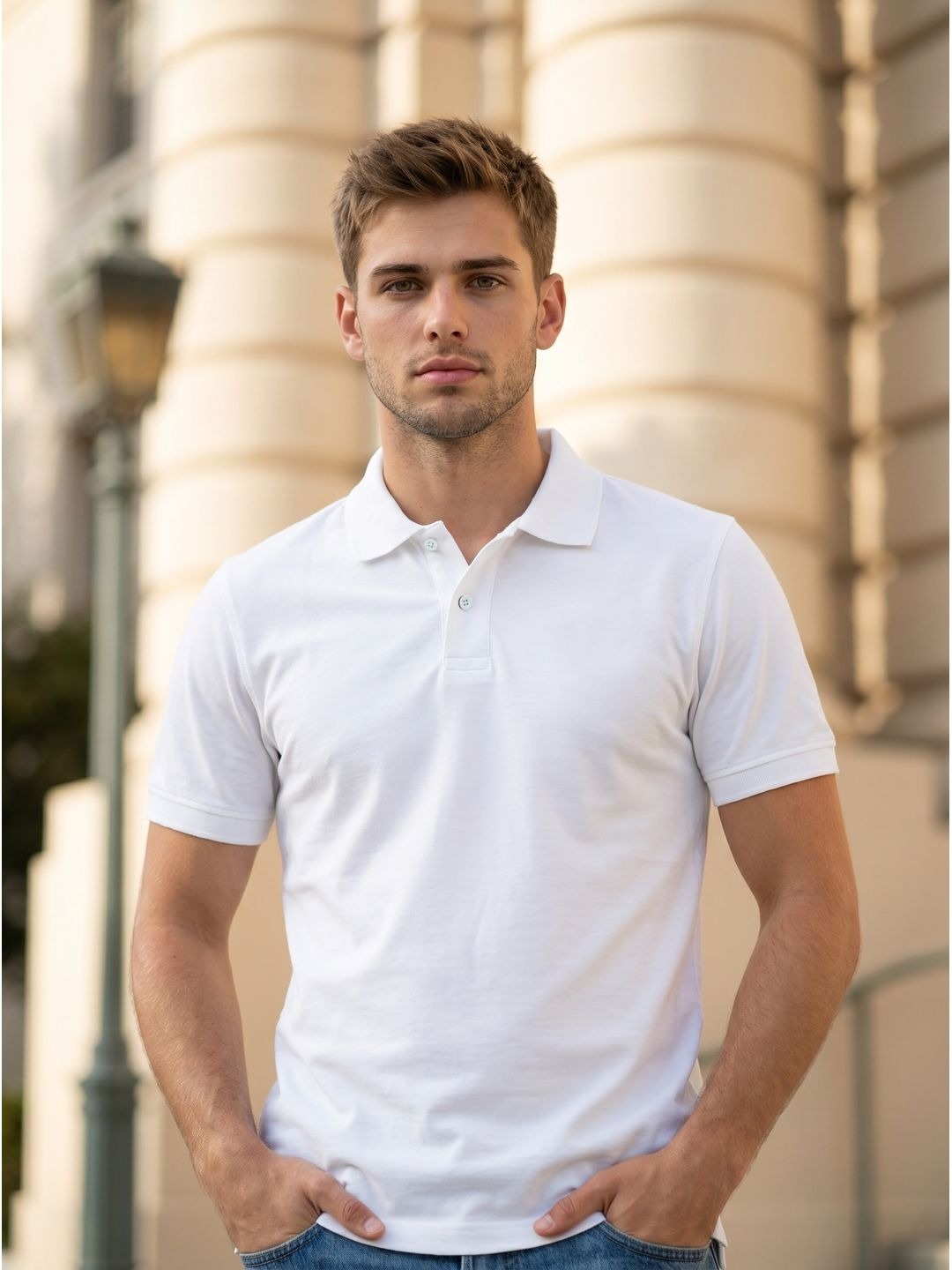 WHITE POLO T-SHIRT (BASIC)